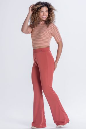 Blusa Feminina Canelada Listrada Marialícia Rosa