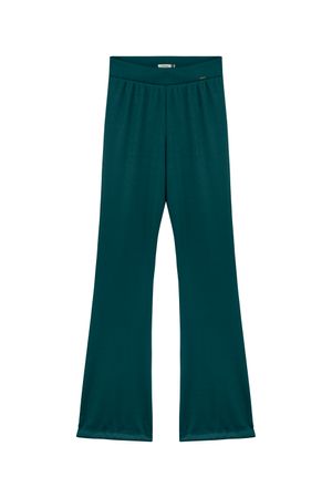 Calça Feminina em Malha Canelada Flare Marialícia Verde Escuro