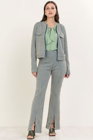 Calça Feminina Tweed Flare Marialícia Preto