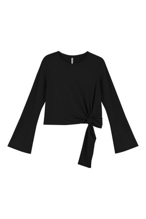 Blusa Feminina com Amarração Lateral Marialícia  Preto