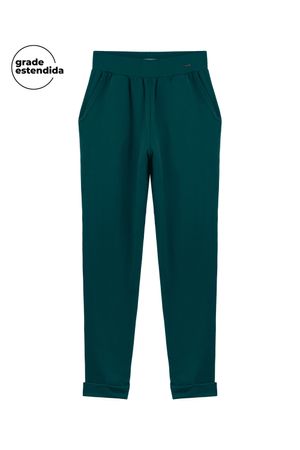 Calça Feminina em Molecotton Marialícia  Verde Escuro