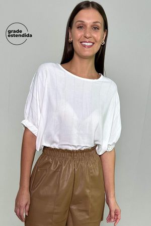 Blusa Feminina com Lurex Ampla Marialícia Bege