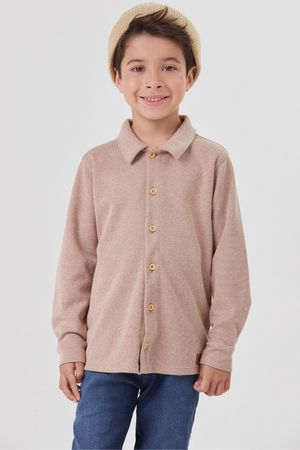 Camisa Infantil Menino com Gola Polo Colorittá Marrom Claro