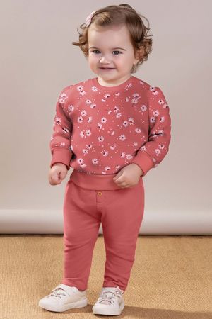Conjunto Bebê Menina Calça com Botões Colorittá Rosa