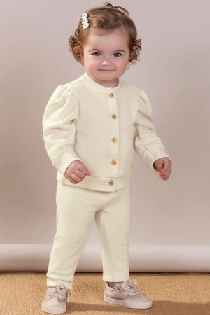 Conjunto Bebê Menina Tricô Colorittá Bege