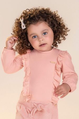Blusa Infantil Menina com Babado Laise Colorittá Rosa Claro
