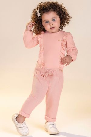Blusa Infantil Menina com Babado Laise Colorittá Rosa Claro