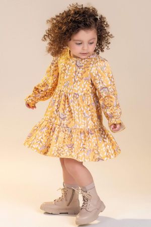 Vestido Infantil Menina com Babado Colorittá Amarelo