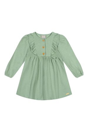 Vestido Infantil Menina Texturizado com Babado Colorittá Verde