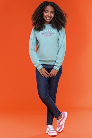 Calça Juvenil Menina em Moletom Jeans Elian Beats Azul Marinho