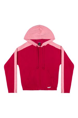 Jaqueta Juvenil Menina em Moletom Bicolor Elian Beats Rosa Escuro
