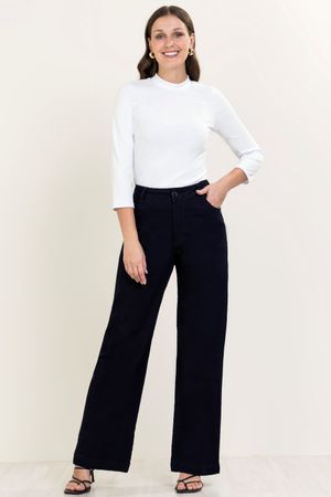 Calça Jeans Feminino Marialícia Azul Marinho