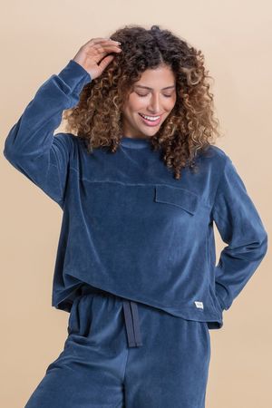Blusão Feminino Marialícia Azul