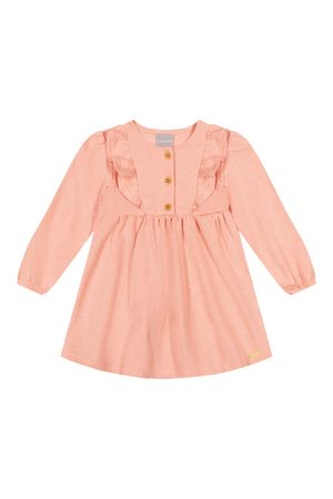 Vestido Infantil Menina Texturizado com Babado Colorittá Rosa Claro