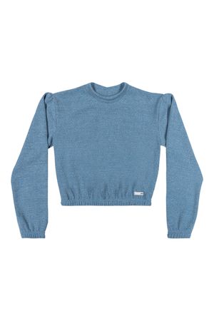 Blusão Juvenil Menina Cropped Tricô Elian Beats Azul Escuro