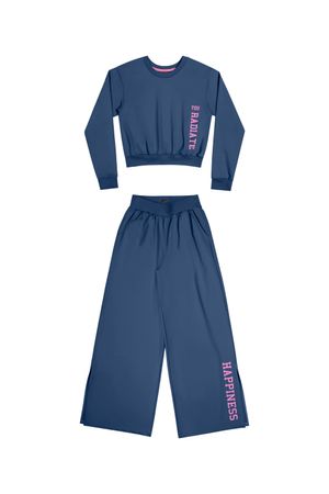 Conjunto Juvenil Menina Amplo Happiness Elian Beats Azul Escuro