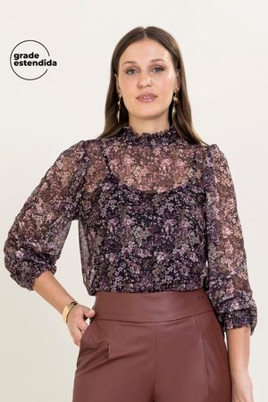 Blusa Feminina em Tule Marialícia Preto