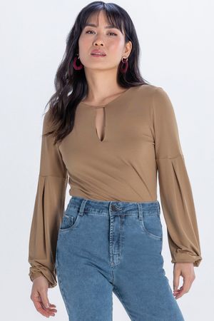 Blusa Feminino Marialícia Marrom Claro