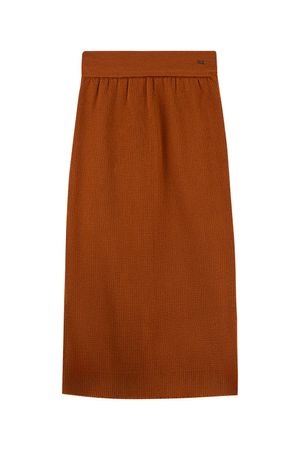 Saia Midi de Tricot Feminina Marialícia  Marrom