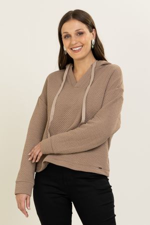 Blusão Feminino de Matelassê Marialícia Marrom Claro