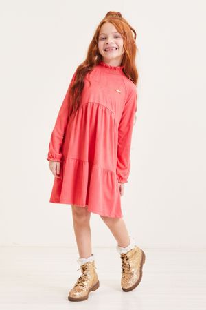 Vestido Infantil Menina Gola Alta Colorittá Rosa