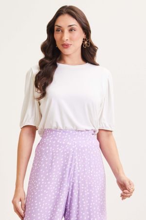 Blusa Feminina Manga Bufante Marialícia  Bege