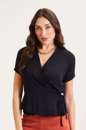 Blusa Feminina Transpassada Marialícia Preto