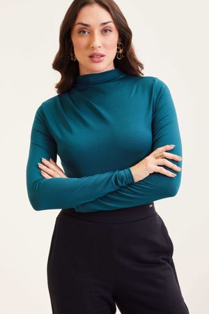 Blusa Feminina Gola Alta Marialícia  Verde Escuro