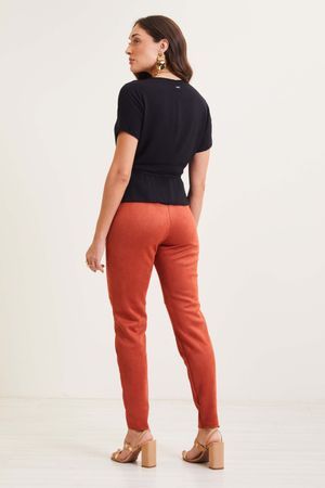 Calça Feminina Legging Suede Marialícia Laranja