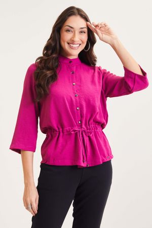Camisa Feminina em Tecido com Botões Marialícia Roxo