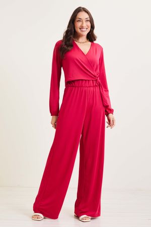 Macacão Feminino Elegante com Amarração Marialícia Rosa