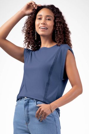 Blusa Feminina de Renda Marialícia Azul