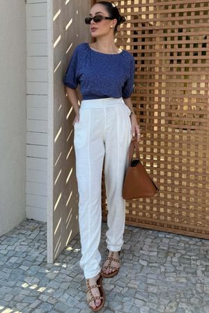 Blusa Feminina Cropped Amarração Marialícia Azul