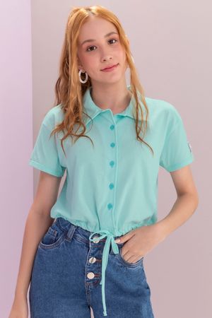 Camisa Juvenil Feminina Gola Polo Beats Verde