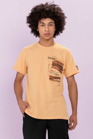 Camiseta Juvenil Masculina em Mescla Beats Laranja