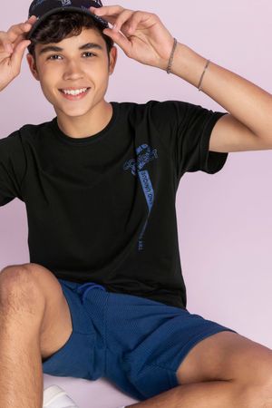 Conjunto Juvenil Masculino em Moletom Curto Beats Preto