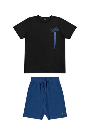 Conjunto Juvenil Masculino em Moletom Curto Beats Preto