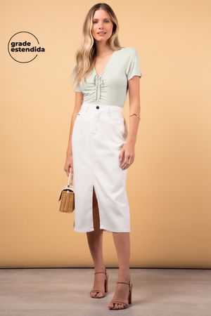 Blusa Feminina com Detalhe Drapeado Marialícia Cinza