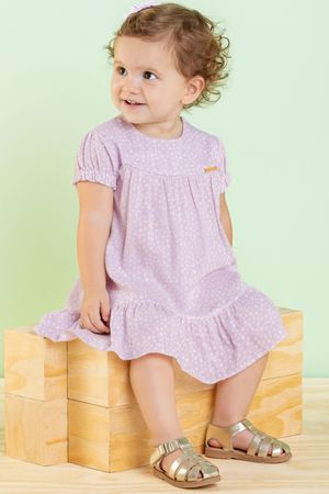 Vestido Bebê Menina com Babado Colorittá Roxo