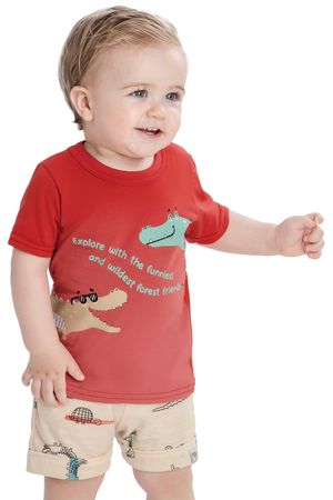 Conjunto Bebê Menino Floresta Engraçada Elian Vermelho