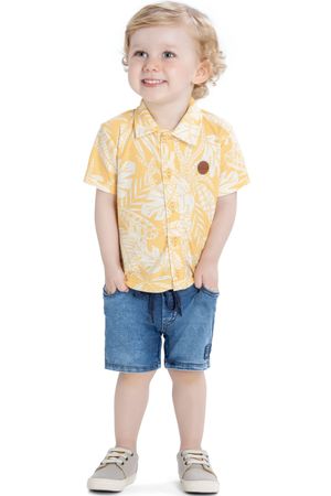 Camisa Infantil Menino Estampada Elian Amarelo