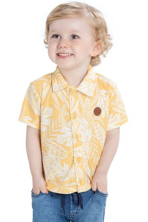 Camisa Infantil Menino Estampada Elian Amarelo