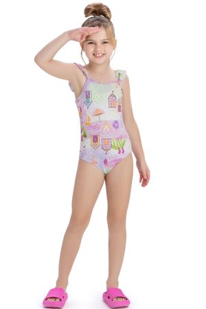 Maiô Infantil Menina Moda Praia Elian Lilás