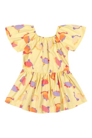 Vestido Infantil Menina Pássaros Elian Amarelo