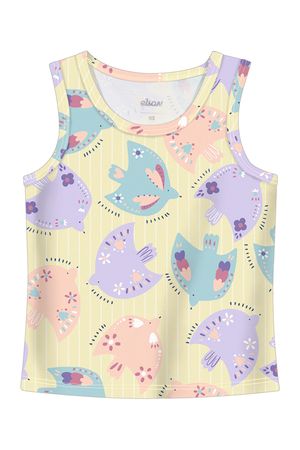 Regata Infantil Menina Estampada Elian Amarelo