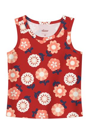Regata Infantil Menina Estampada Elian Vermelho