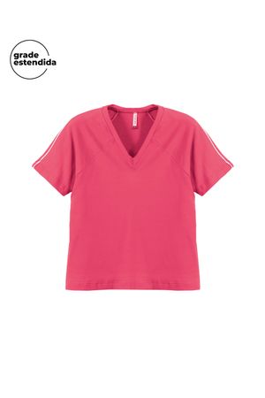 Blusa Feminina em Moletinho Decote V Marialícia Rosa