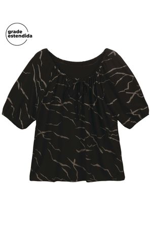 Blusa Feminina Marmorizada Marialícia Preto