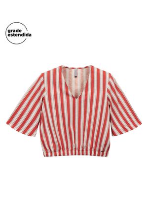 Blusa feminina Flamê Listrada Marialícia Vermelho