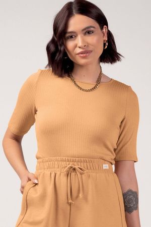 Blusa Feminina Cropped Comfy Marialícia Laranja